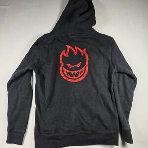 Spitfire Wheels Hoodie Black Red Graphic Print Skater Mens Size Medium